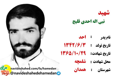 پیام شهید نبی الله احدی قلیچ: پيرو خط ولايت فقيه باشيد چون نجات يك امت مسلمان در رهبرى و ولايت فقيه است